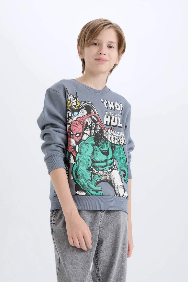 Boy Marvel Comics Crew Neck Sweatshirt