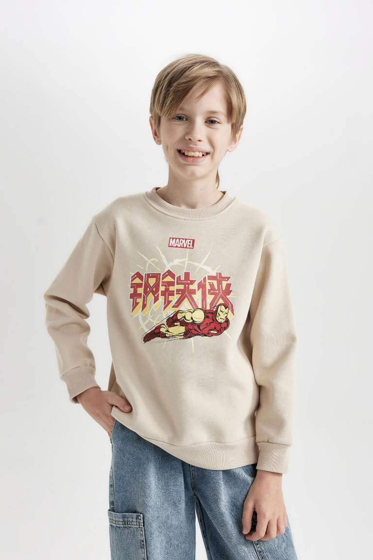 Boy Marvel Comics Regular Fit Crew Neck Thick Sweatshirt