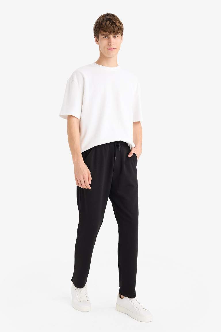 Regular Fit Basic Düz Beli Bağcıklı Düz Paça Cepli Eşofman Altı