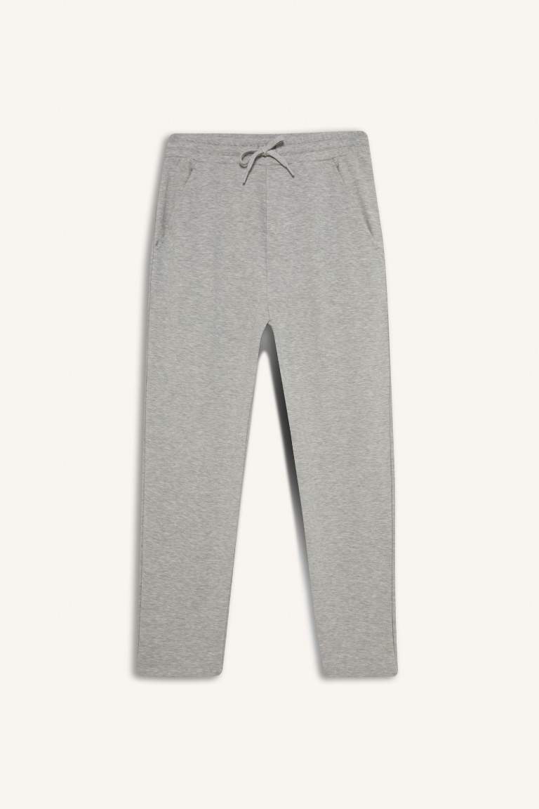 Regular Fit Beli Bağcıklı Düz Paça Eşofman Altı