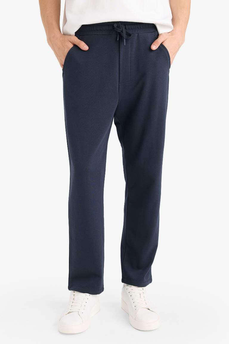 Regular Fit Basic Düz Beli Bağcıklı Düz Paça Cepli Eşofman Altı