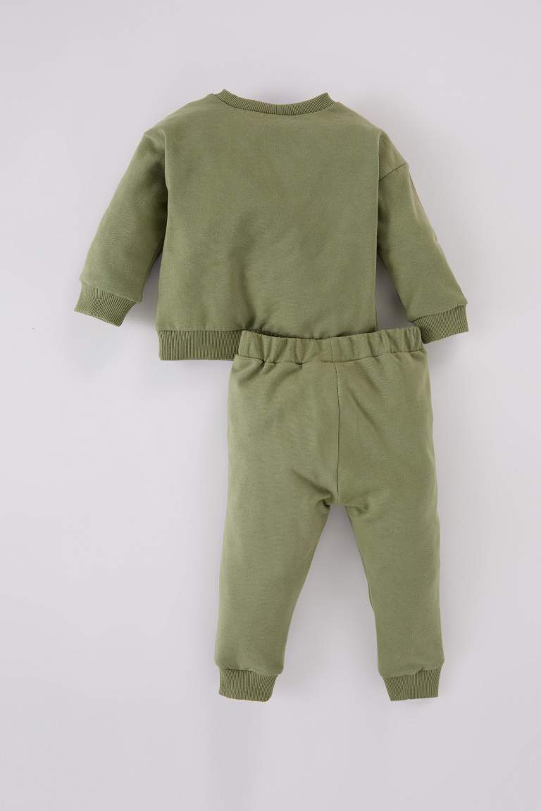 Ensemble de sweat-shirt à col rond imprimé et pantalon à taille élastique pour Bébé garçon