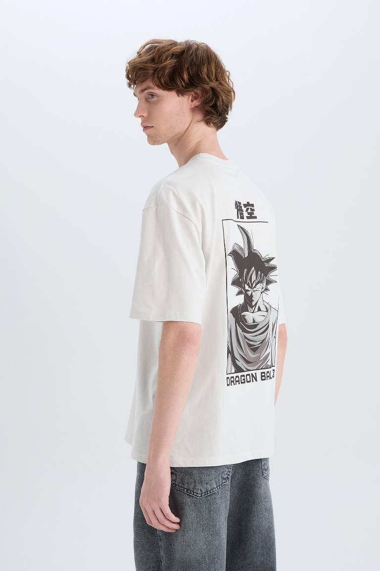 T-shirt boxy imprimé Dragon Ball à col rond et manches courtes