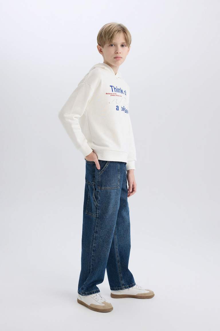 Pantalon Jean large à jambes droites pour garçon