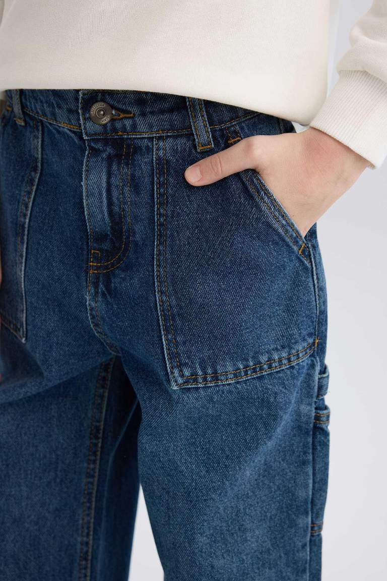 Pantalon Jean large à jambes droites pour garçon