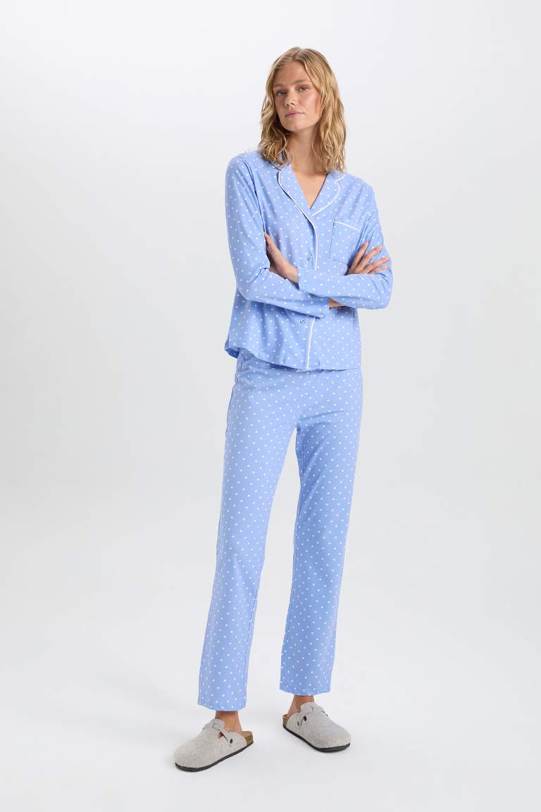 Fall in Love Regular Fit Polka Dot 2 Piece Pajama Set