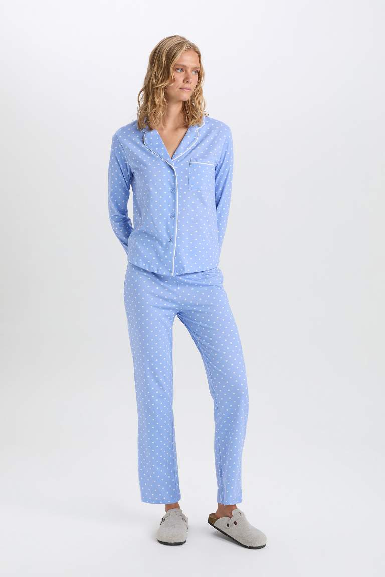 Fall in Love Regular Fit Polka Dot 2 Piece Pajama Set