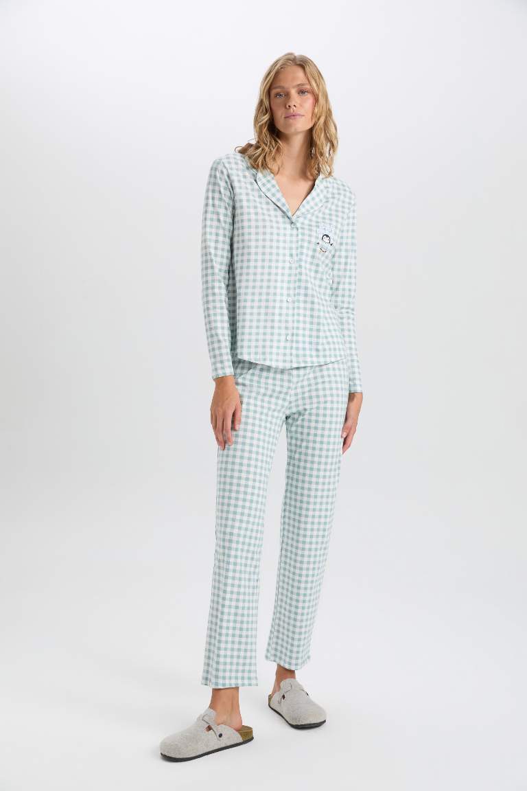 Pijama Takım Kareli Uzun Kollu Üst Beli Lastikli Alt-Fall in Love