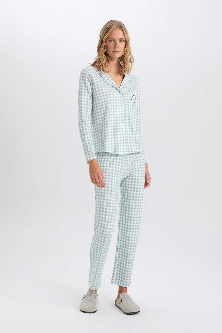 Pijama Takım Kareli Uzun Kollu Üst Beli Lastikli Alt-Fall in Love
