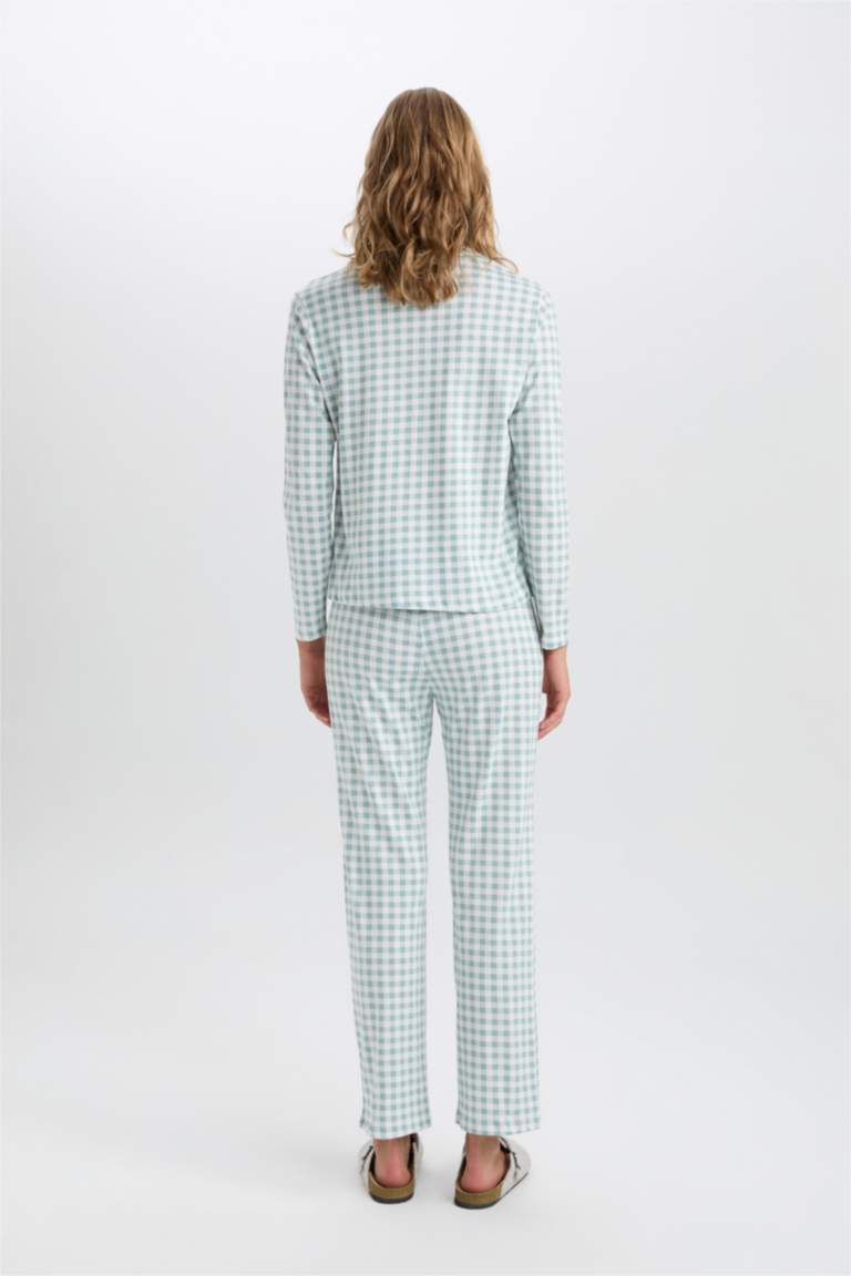 Pijama Takım Kareli Uzun Kollu Üst Beli Lastikli Alt-Fall in Love