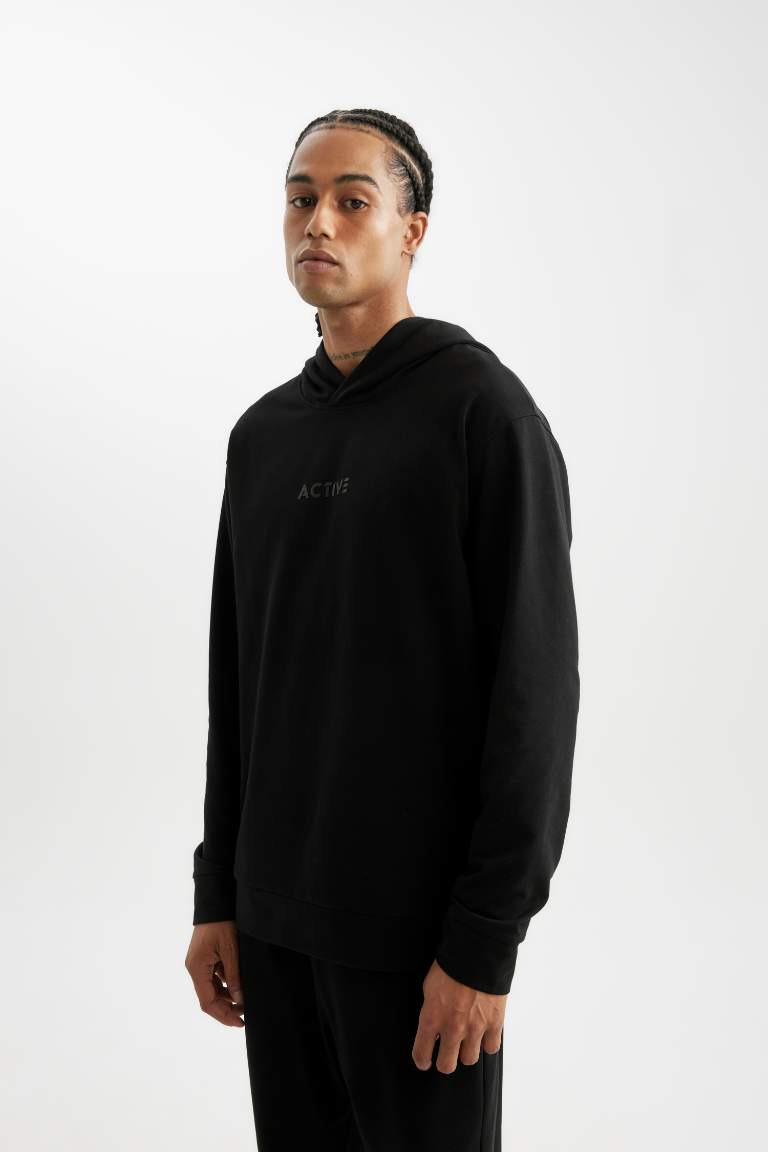 DeFactoFit Standart Fit Kapüşonlu Baskılı Sporcu Sweat Shirt