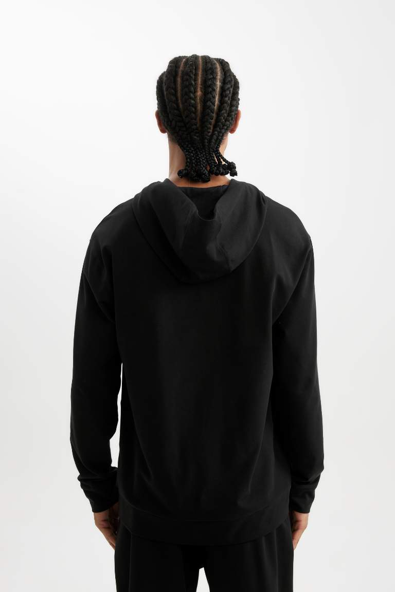 DeFactoFit Standart Fit Kapüşonlu Baskılı Sporcu Sweat Shirt