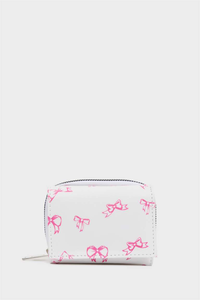 Kadın Fiyonk Baskılı Suni Deri Cüzdan