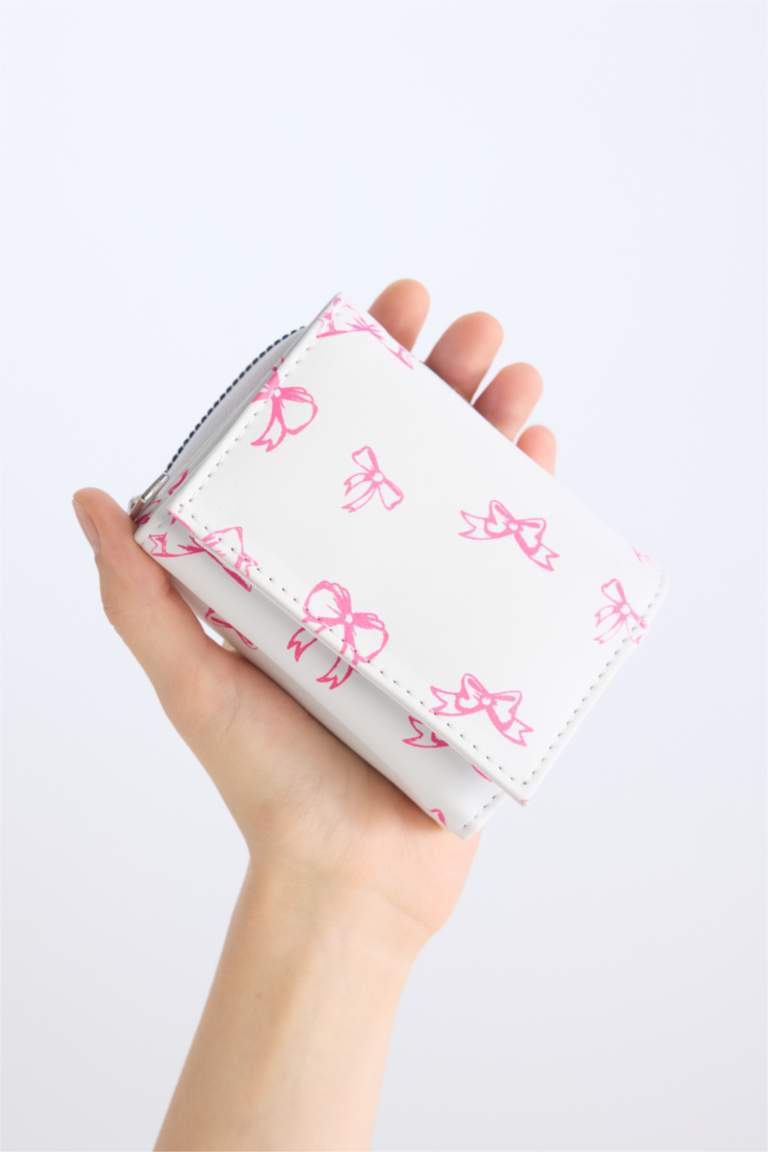 Kadın Fiyonk Baskılı Suni Deri Cüzdan