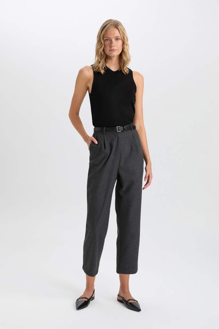Wide Leg Kışlık Pantolon Yüksek Bel Düz Paça