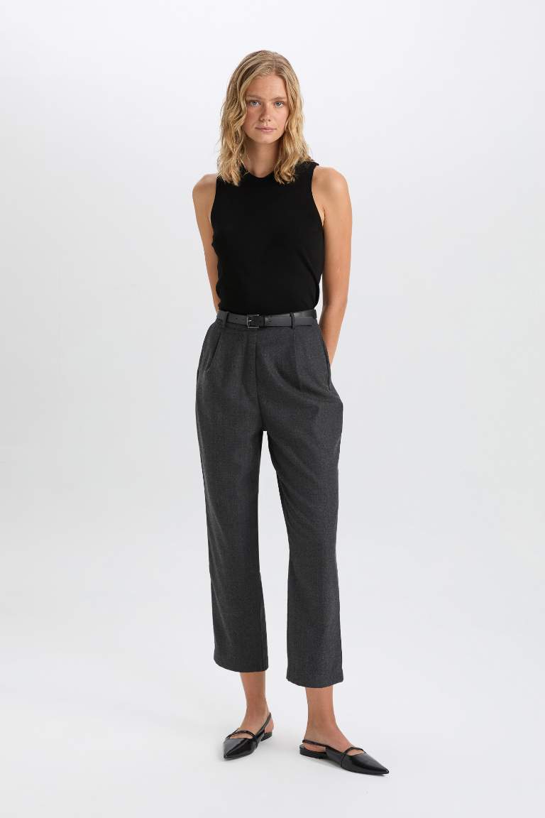 Wide Leg Kışlık Pantolon Yüksek Bel Düz Paça
