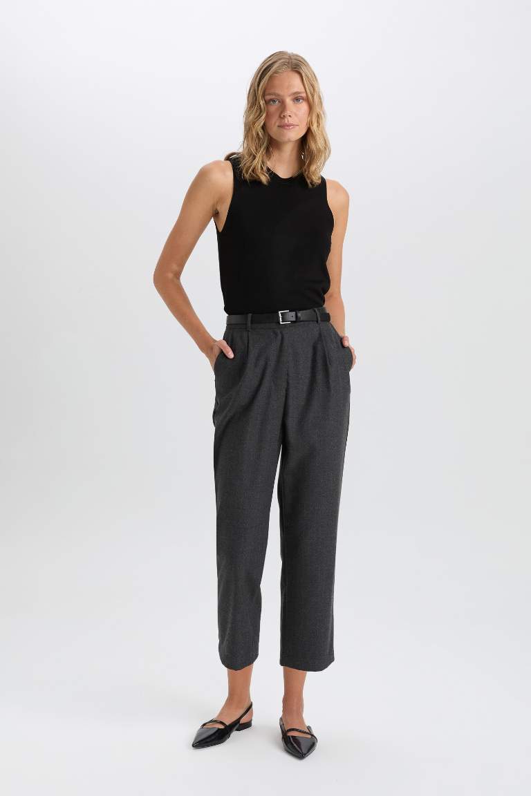 Wide Leg Kışlık Pantolon Yüksek Bel Düz Paça