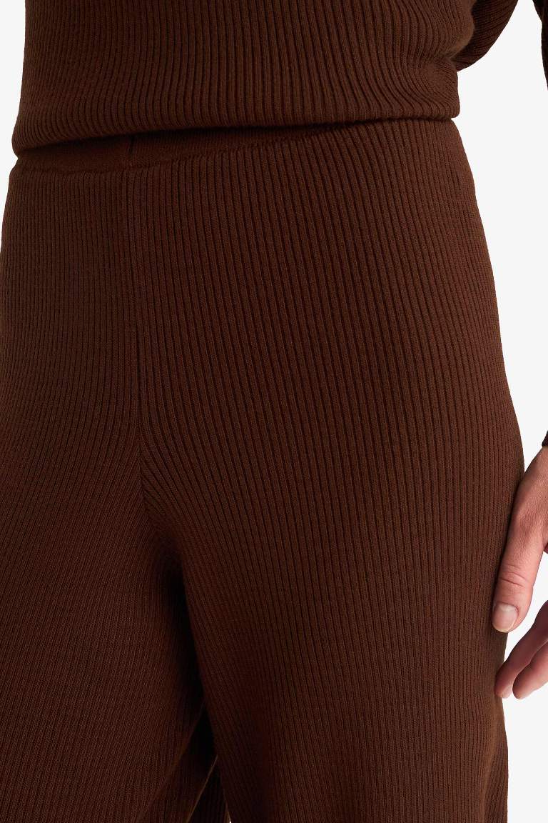 Triko Pantolon Regular Fit Basic Düz Beli Lastikli Düz Paça