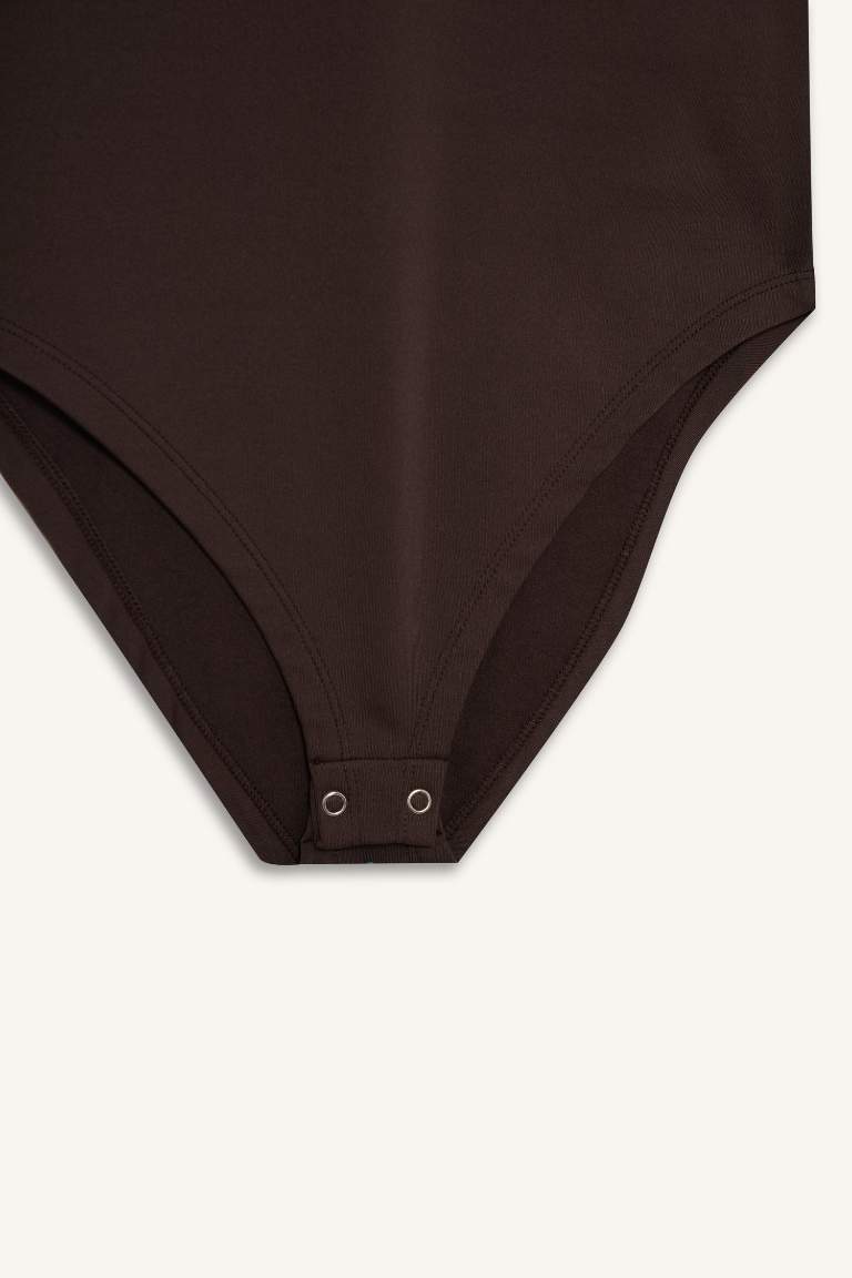 Bisiklet Yaka Uzun Kollu Çıtçıtlı Body