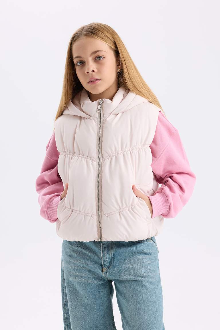 Girl Hooded Zippered Waterproof Puffer Vest