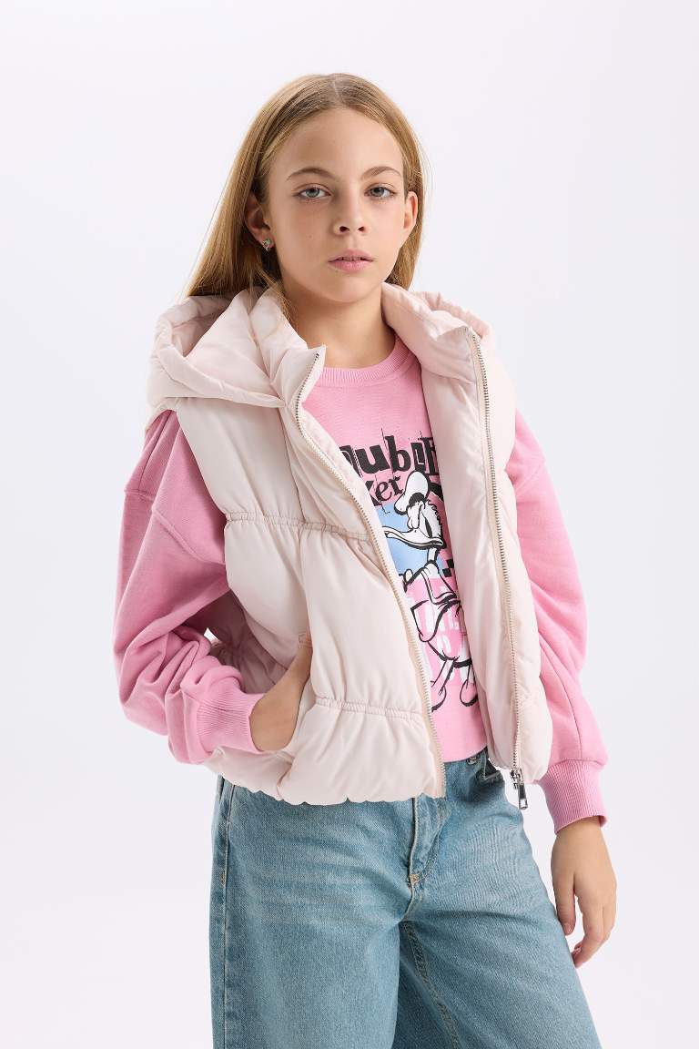 Girl Hooded Zippered Waterproof Puffer Vest