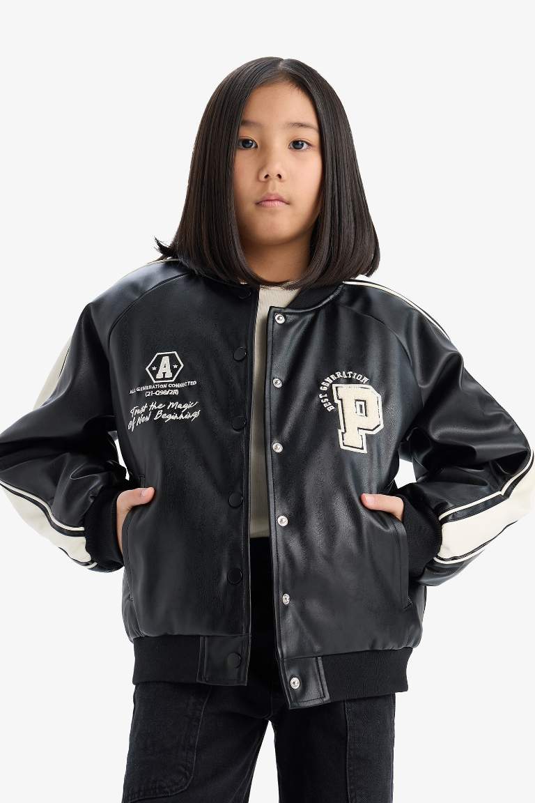 Girl College Collar Waterproof Bomber Jacket