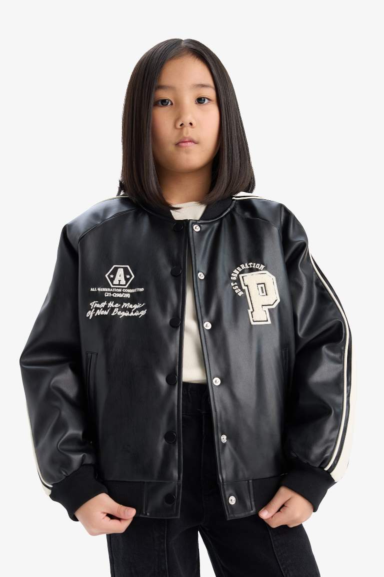 Girl College Collar Waterproof Bomber Jacket