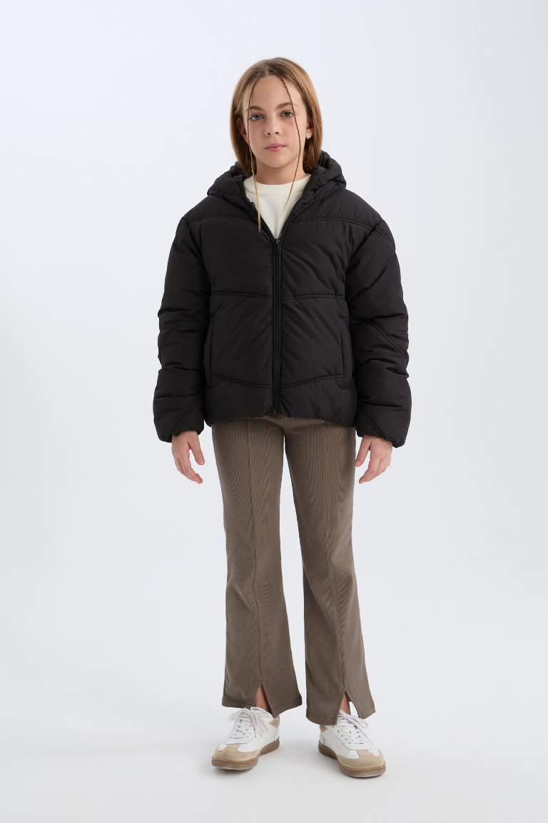 Girl Hooded Zippered Waterproof Puffer Jacket