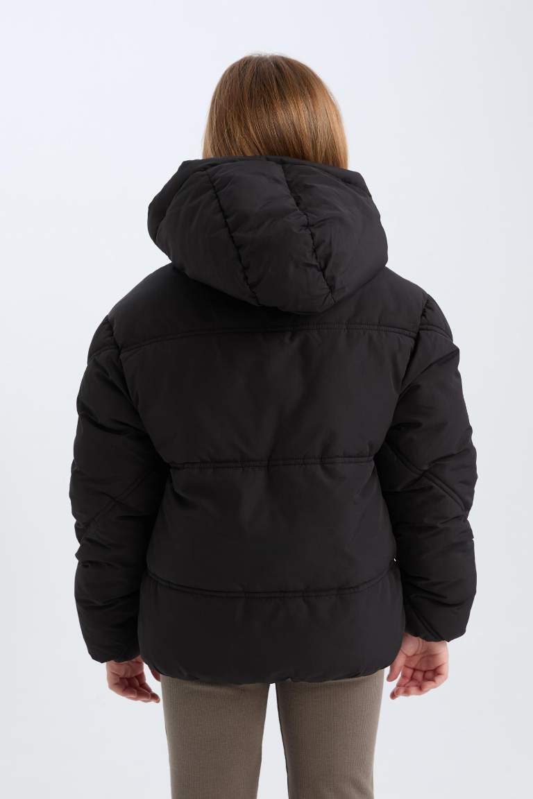 Girl Hooded Zippered Waterproof Puffer Jacket