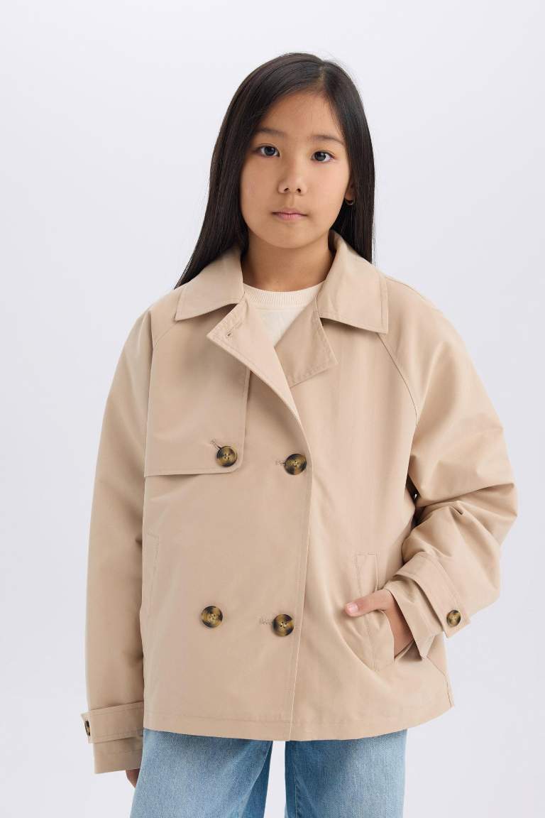 Regular Fit Buttoned Short Trench Coat