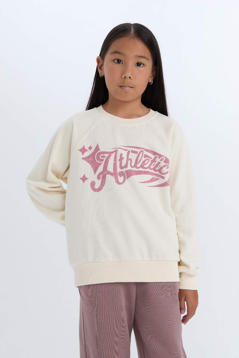 Girl Relax Fit Crew Neck Printed Sweatshirt