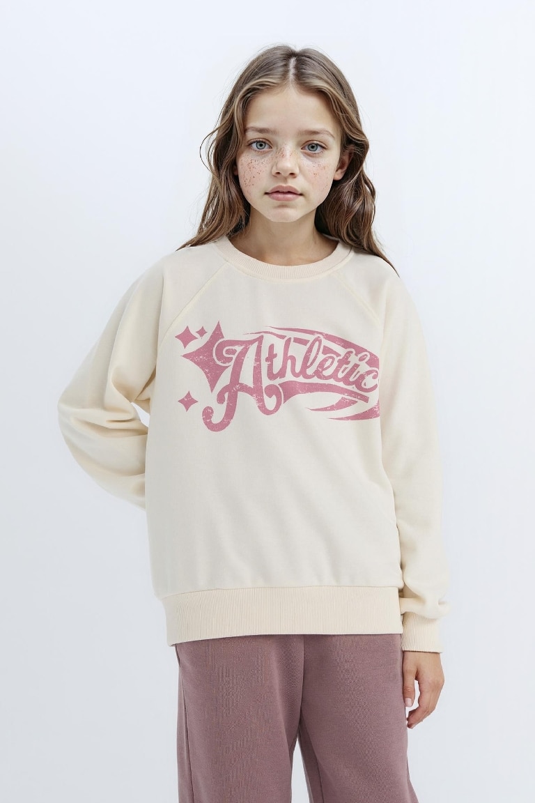 Kız Çocuk Relax Fit Bisiklet Yaka Baskılı Sweatshirt