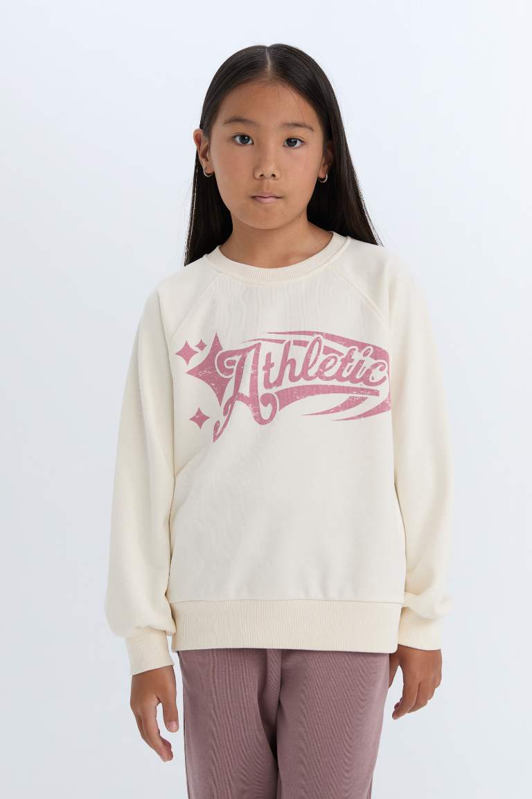 Girl Relax Fit Crew Neck Printed Sweatshirt