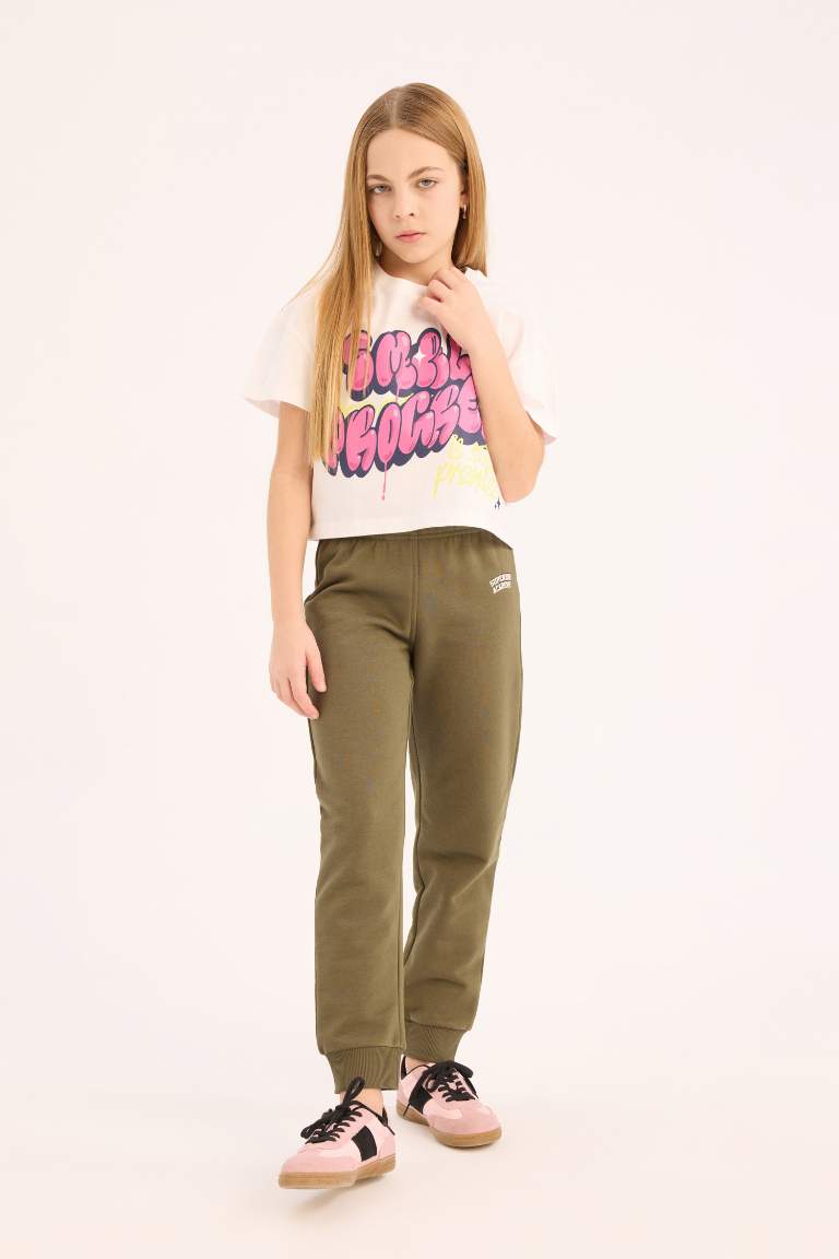 Girl Waist Elasticated Leg Printed Jogger Sweatpants