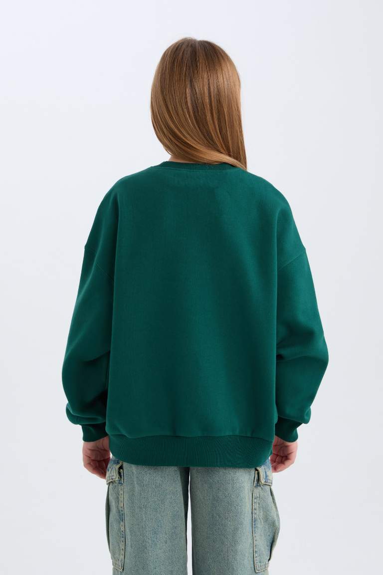 Sweatshirt Oversize à col rond avec imprimé pour fille