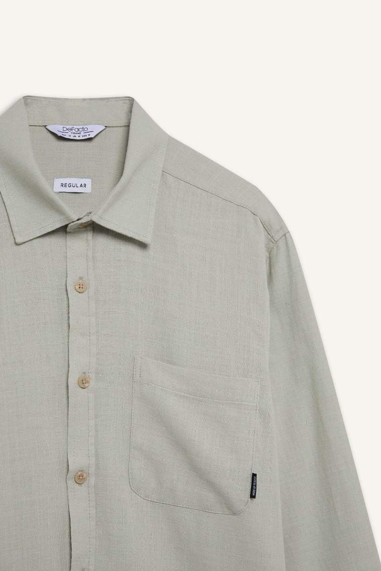 Chemise en coton à manches longues et coupe régulière