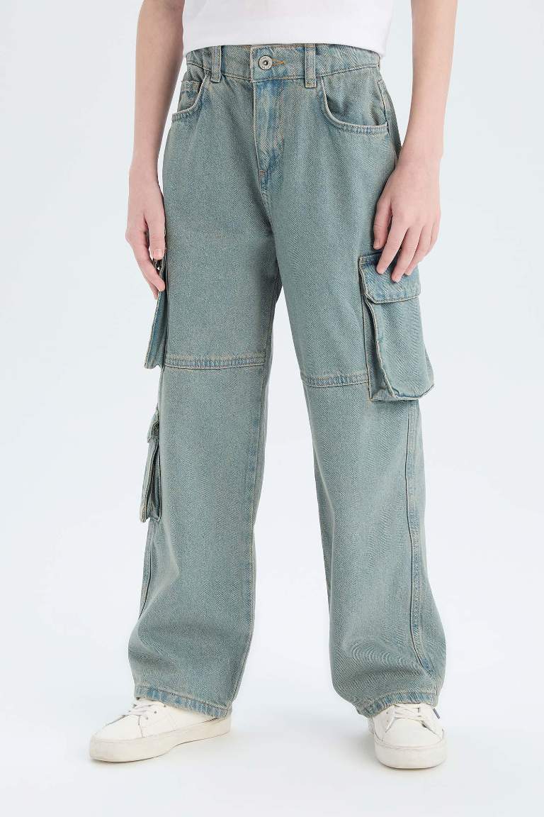 Boy Flexible Waist Straight Leg Cargo Jeans