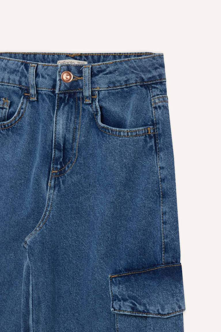 Pantalon Jean large à taille élastique pour fille