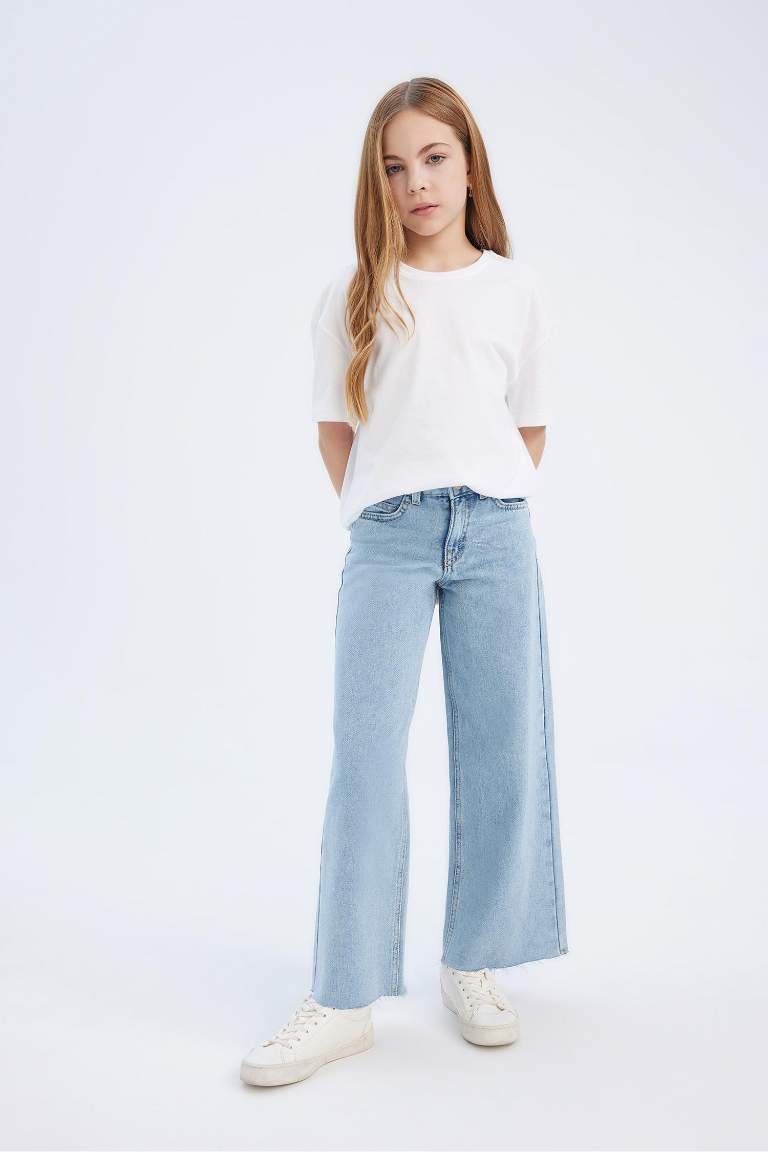 Kız Çocuk Wide Leg Geniş Bol Paça Jean Pantolon
