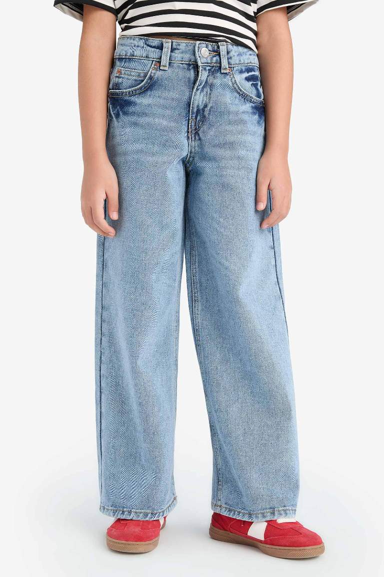 Kız Çocuk Wide Leg Geniş Paça Jean Pantolon