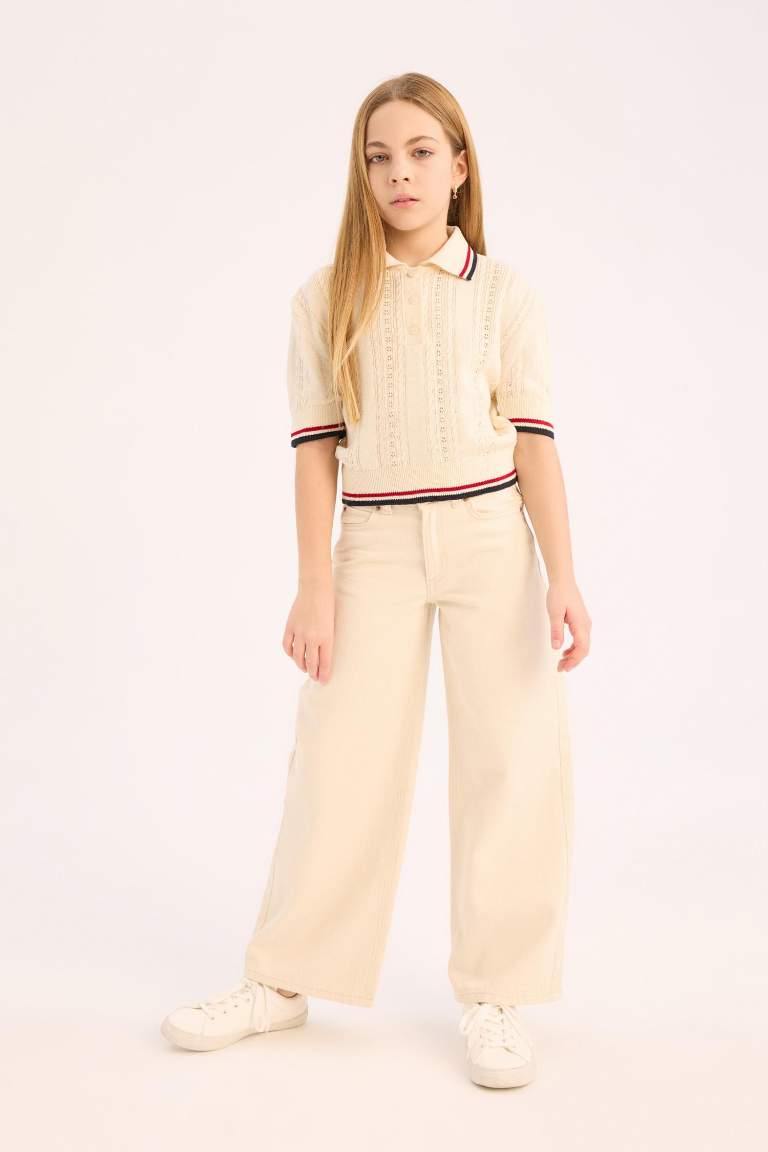 Kız Çocuk Wide Leg Geniş Paça Pamuklu Pantolon