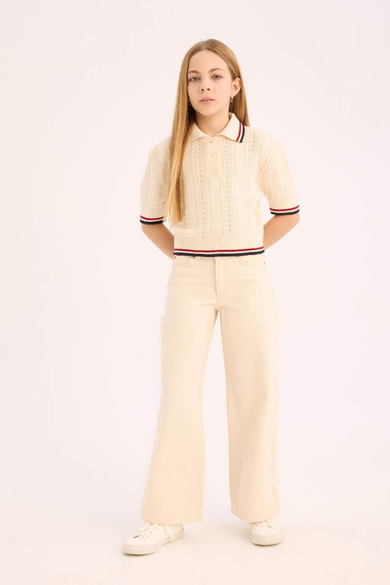 Kız Çocuk Wide Leg Geniş Paça Pamuklu Pantolon