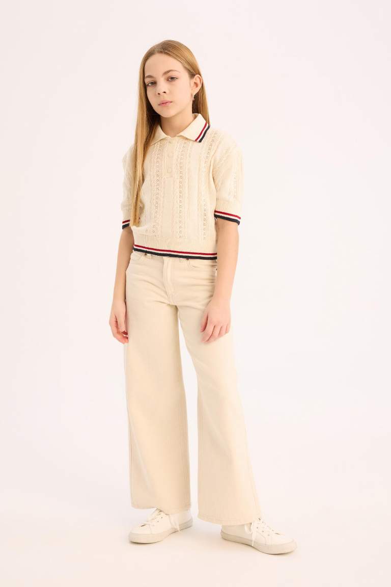 Kız Çocuk Wide Leg Geniş Paça Pamuklu Pantolon