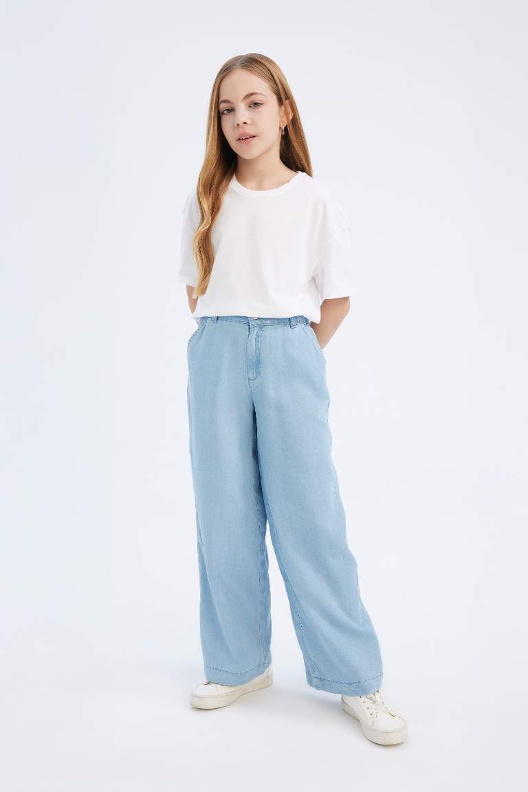 Wide Leg Jean Trousers