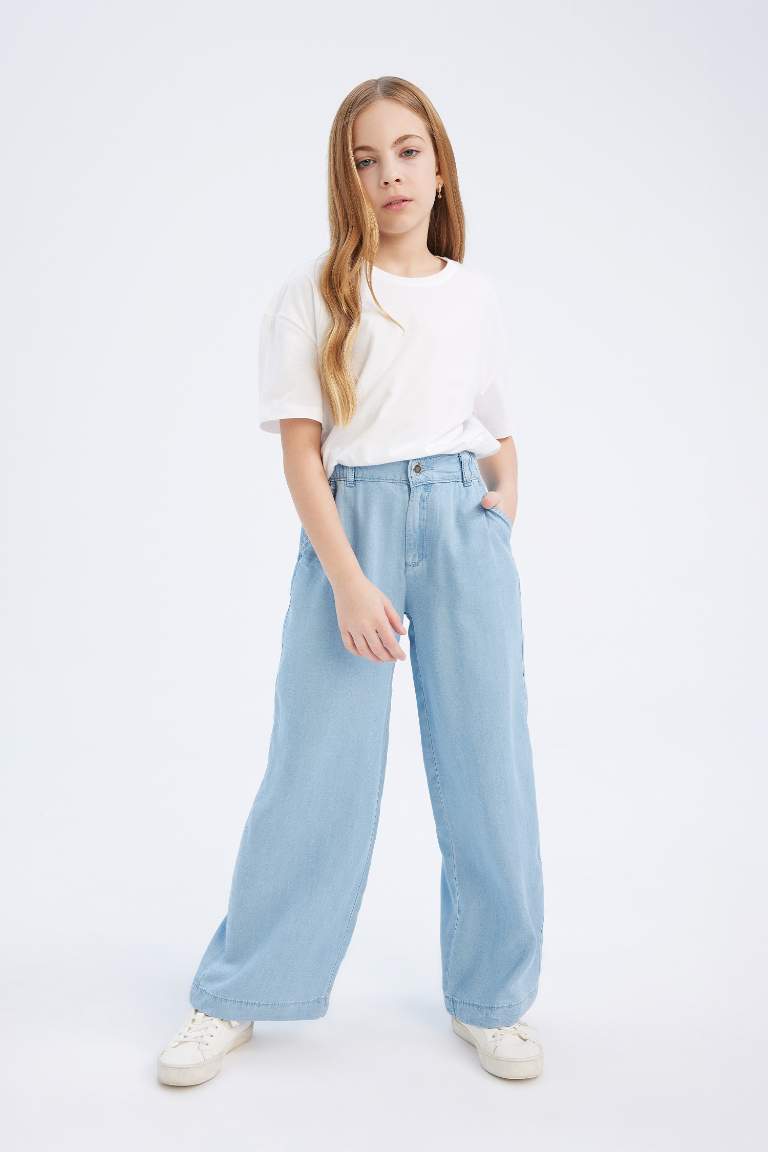 Wide Leg Jean Trousers