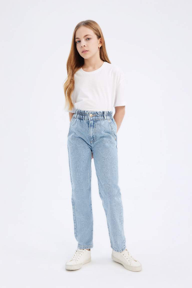 Girl Paperbag Cotton Jogger Jeans