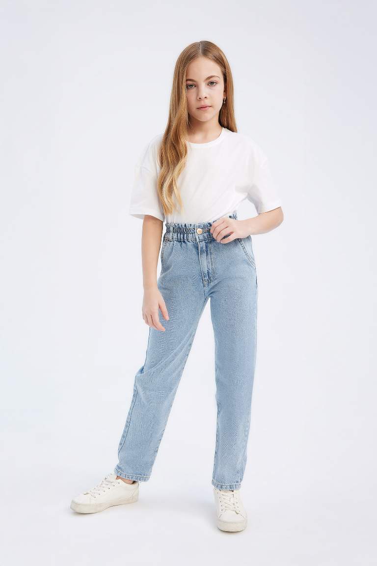 Girl Paperbag Cotton Jogger Jeans