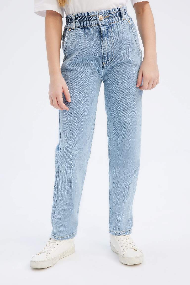 Girl Paperbag Cotton Jogger Jeans