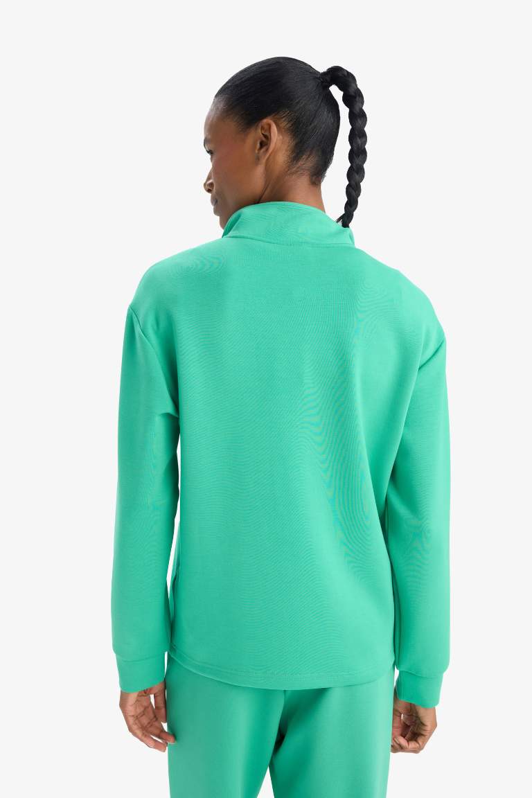 DeFactoFit Oversize Fit Half Zip Modal Sports Sweatshirt