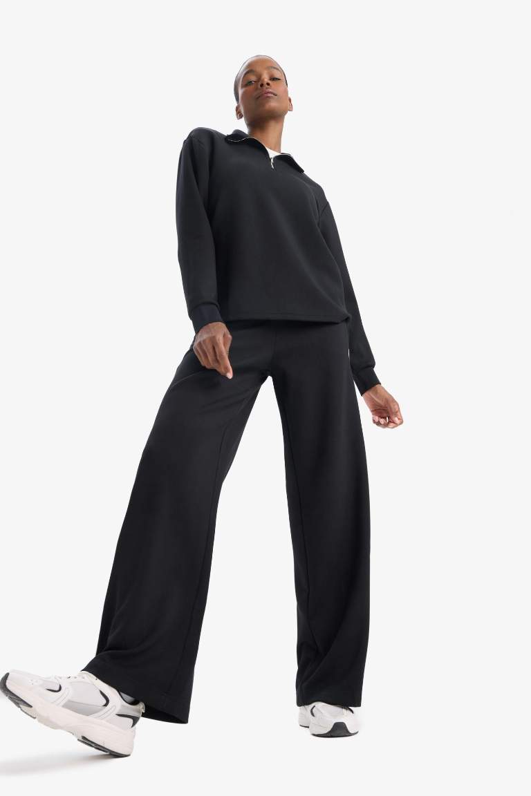 DeFactoFit Wide Leg Geniş Paça Standart Boy Modal İnce Pantolon